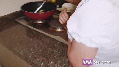Big-Titted Asian Milf Inday's Rough Kitchen Fuck